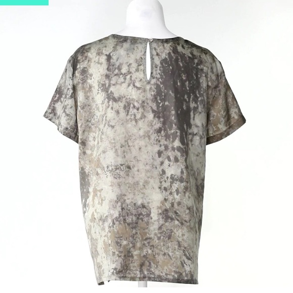 XL 100% silk Eileen Fisher top grey/tan - Picture 3 of 4